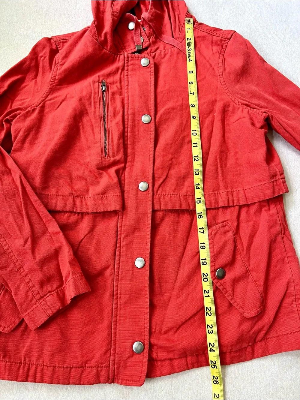 hinge Outdoor Coastal Coral Hooded Utility Jacket with Drawstring Waist